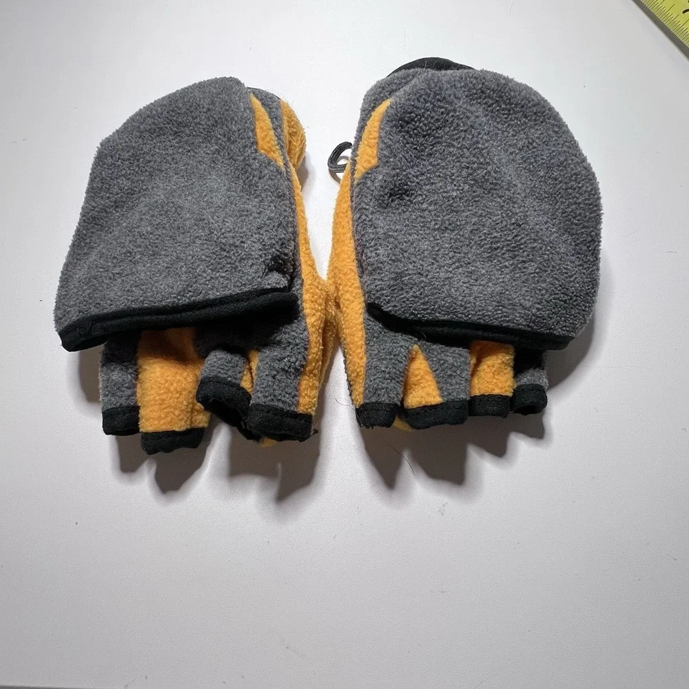 Gap Kids L Yellow Gray Fleece Winter Mittens‎ Fingerless Gloves